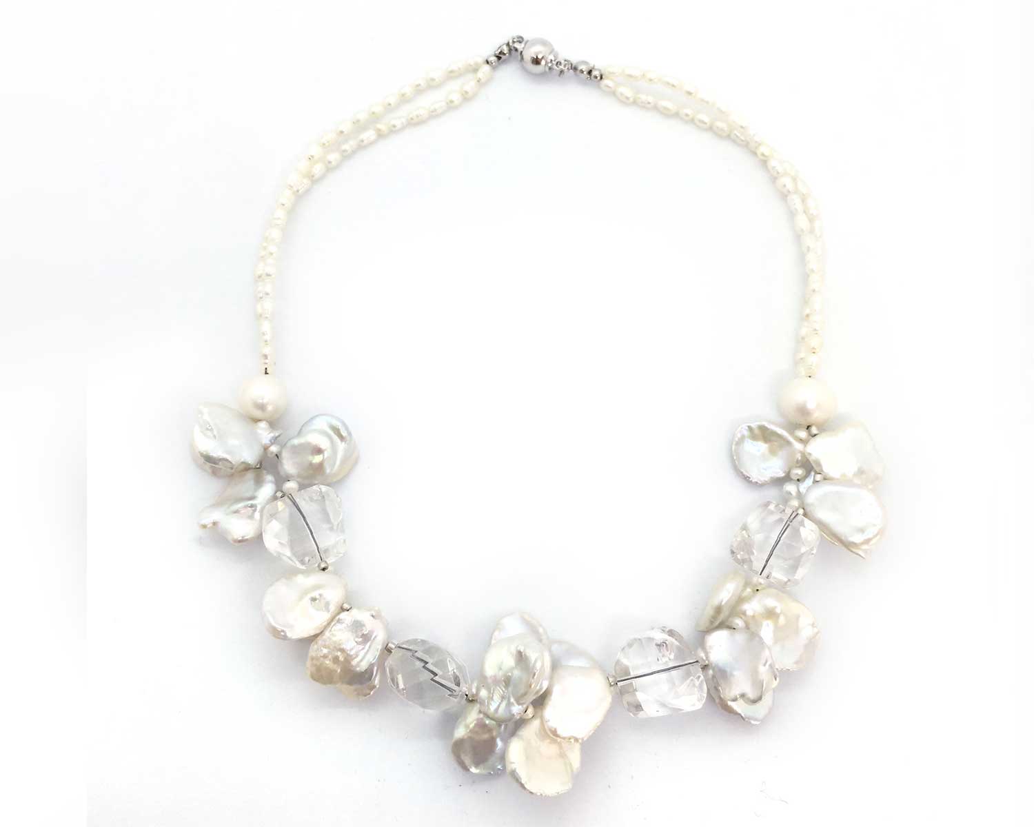 パールと水晶の純白ネックレス | CoCoFull 